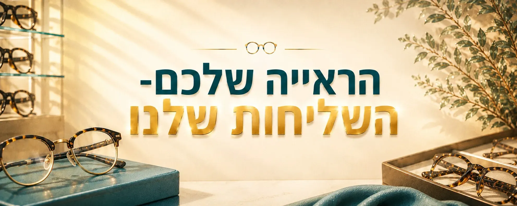 בוטיק משקפיים אלגנטי — מסגרות איכותיות המוצגות בתאורה חמה